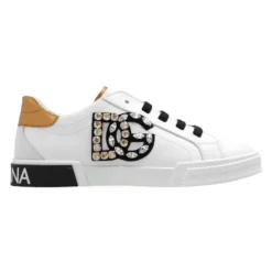 e Leder-Sneakers mit Strass für Kinder>Dolce & Gabbana