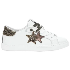 e Low-Top-Sneaker aus Leder mit schwarzen und glitzernden Details>2STAR Sale