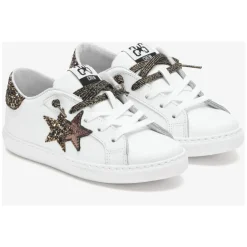 e Low-Top-Sneaker aus Leder mit schwarzen und glitzernden Details>2STAR Sale