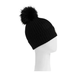Wollmütze mit Kunstfellbommel>Moncler