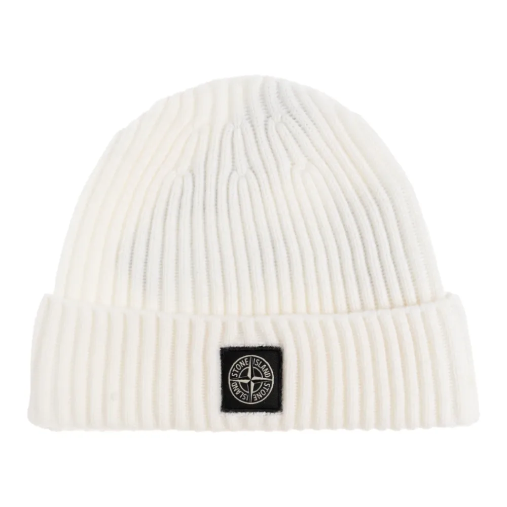 Wool Beanie mit Logo-Patch>Stone Island Sale