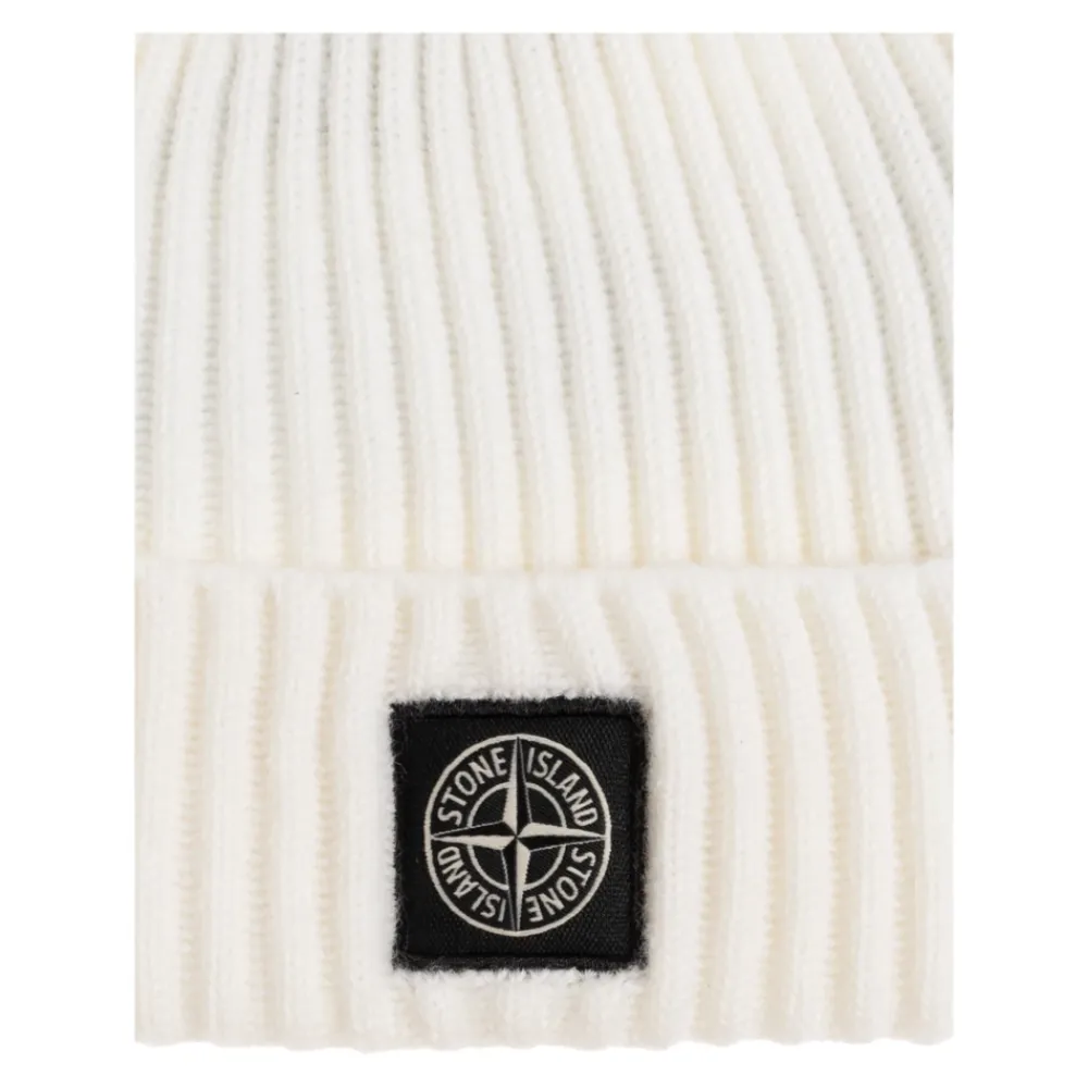 Wool Beanie mit Logo-Patch>Stone Island Sale