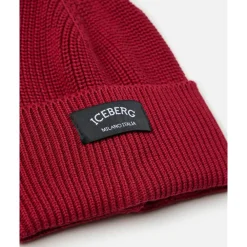 Wool Beanie Mütze mit schwarzem Patch und Logo>Iceberg Online