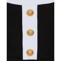 Zweifarbiges Oberteil mit Knöpfen><noscript><img width=